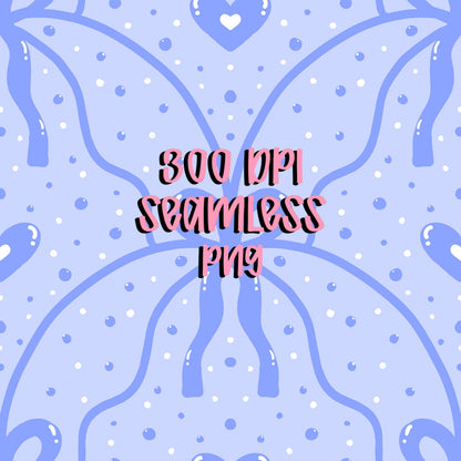 Hand drawn blue bow lattice seamless pattern with small hearts on a soft blue background, vintage style digital paper