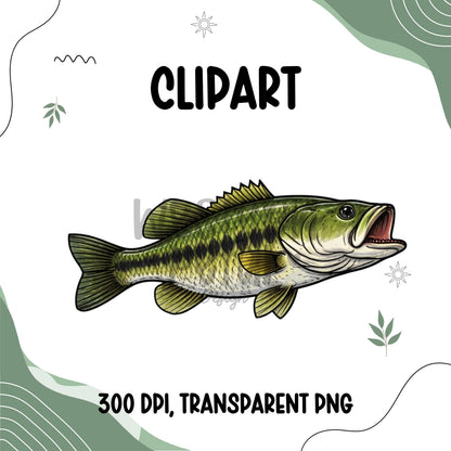 Fishing Clipart Bundle, Fish and Angler Gear Illustrations, High-Resolution PNG for Outdoor, Rustic, Tackle, Lures, Rods, Tumbler Designs