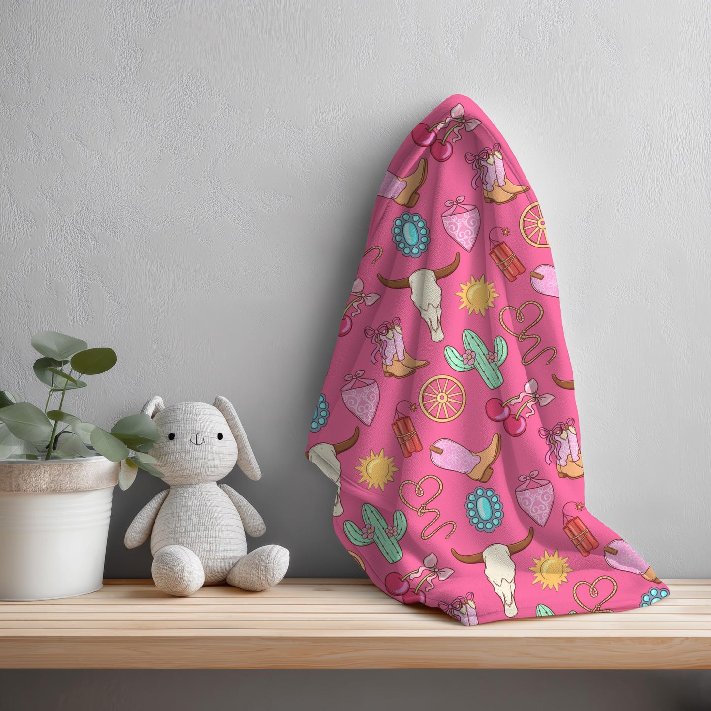 Cowgirl Icon Seamless Pattern | Pink Turquoise Western PNG for Fabric, Sublimation, Scrapbooking, Party Decor, Digital Paper