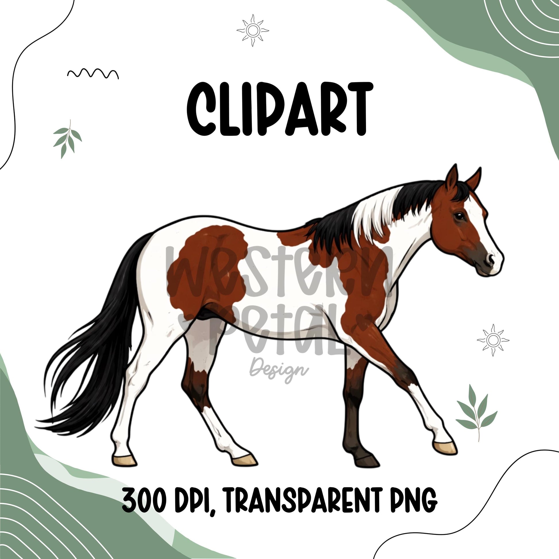 Quarter Horse Clipart | Trotting PNG Illustration (Digital Download)