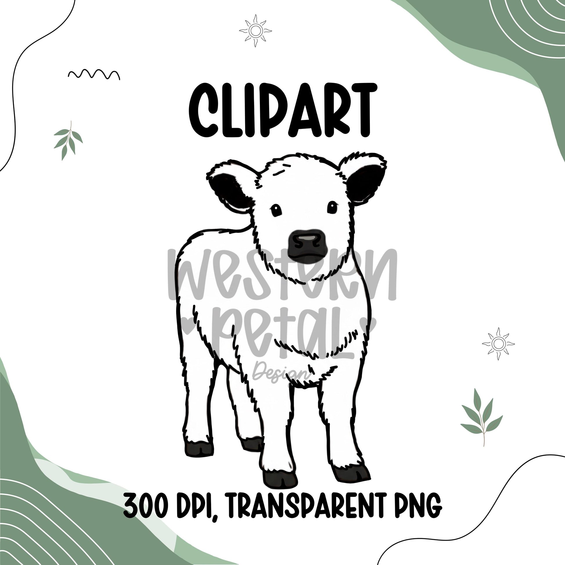 Calf Clipart Bundle Farm Animal PNG Set Baby Cow Graphics | 300 DPI | Transparent Background
