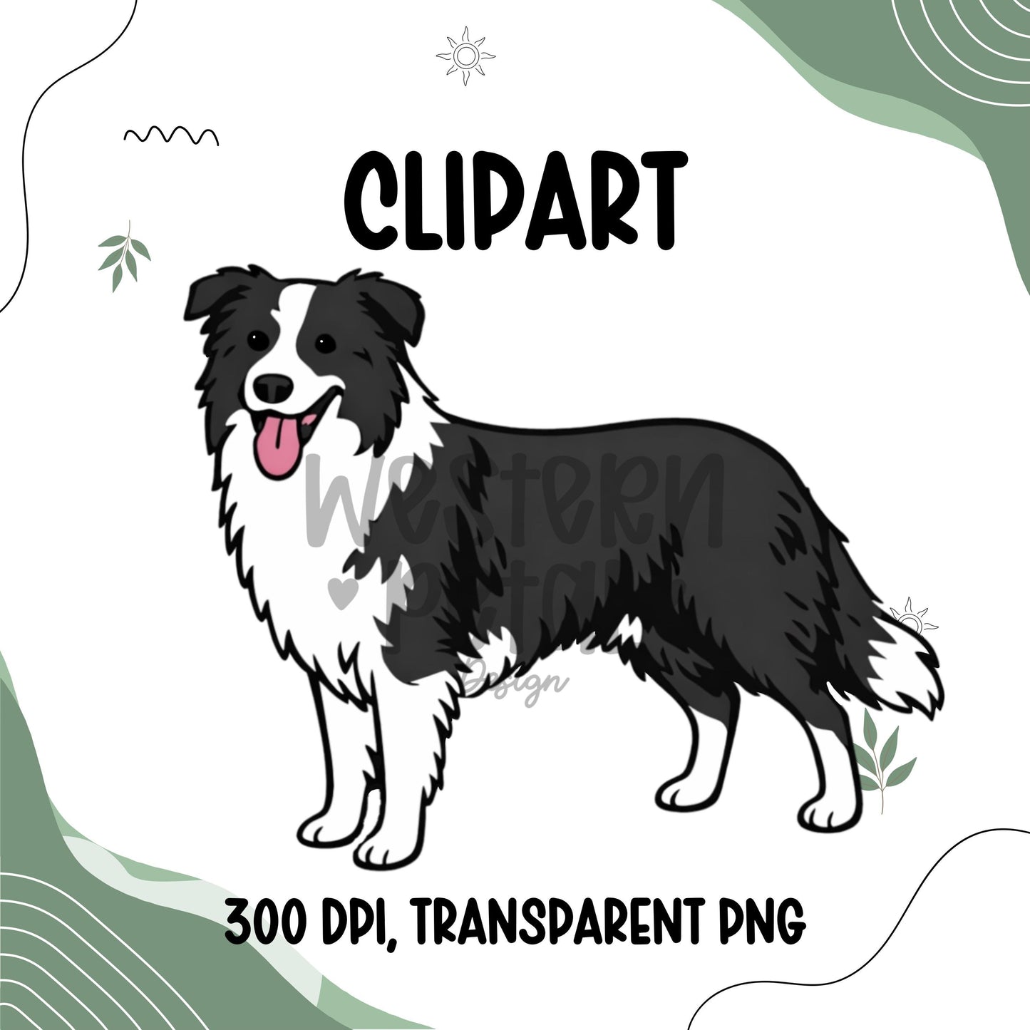 Working Dog Clipart Bundle PNG, Herding Dog Clipart Set, Border Collie Australian Shepherd Great Pyrenees PNG, Farm Ranch Dog Clipart