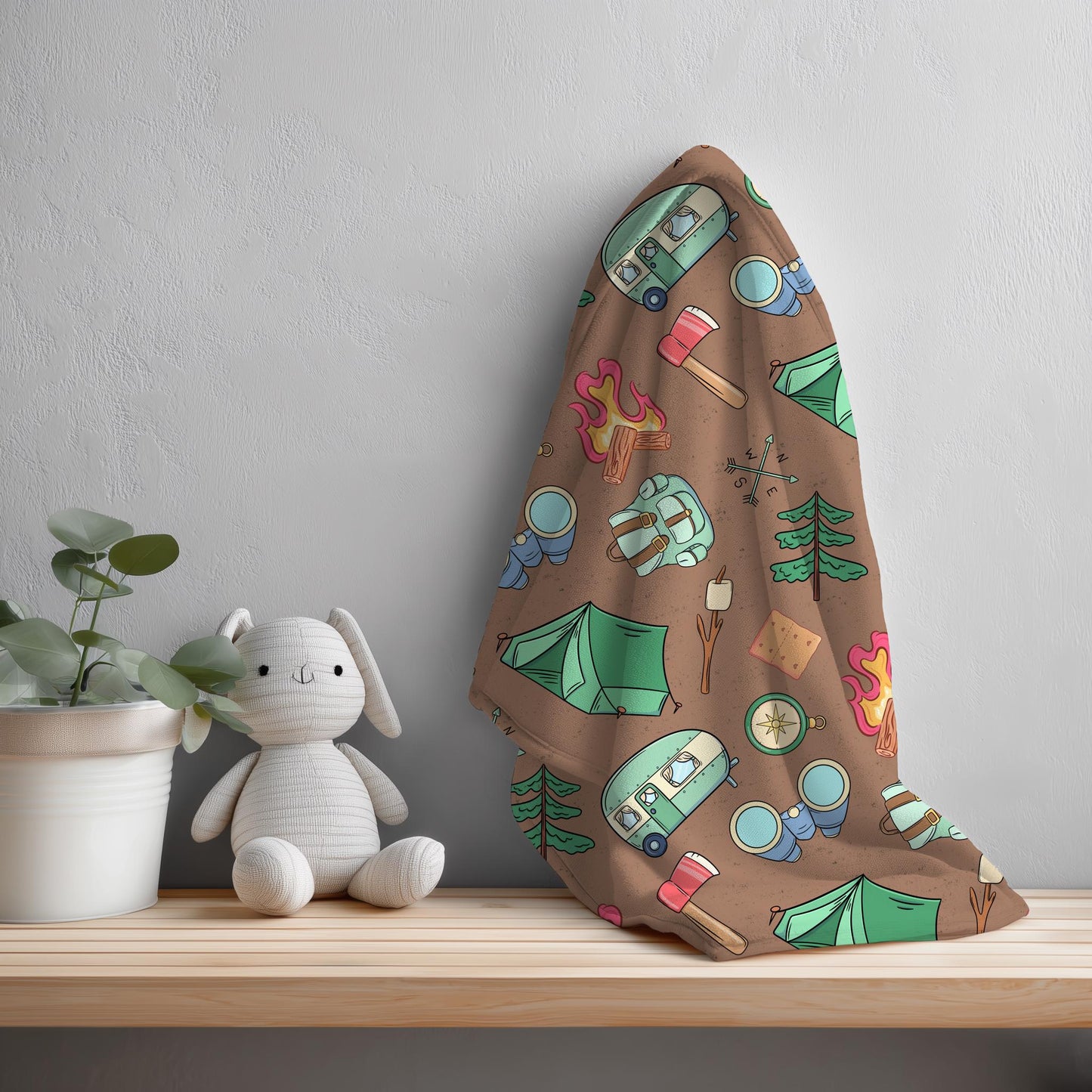 Boys Camping Seamless Pattern, Woodland Adventure Digital Paper (PNG Download)