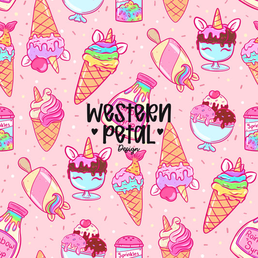 Rainbow Ice Cream Seamless Pattern | Unicorn Dessert Digital Paper (12x12, 300 DPI) (Digital Download)