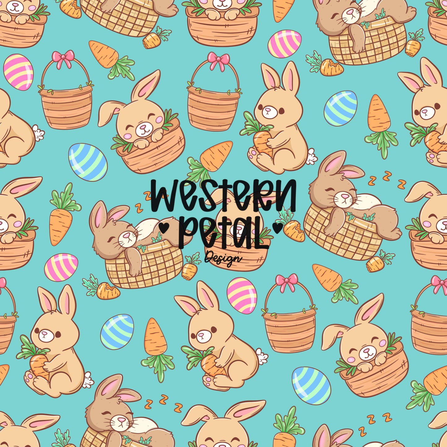 Easter Bunny Seamless Pattern, Pastel Spring Colors Digital Download