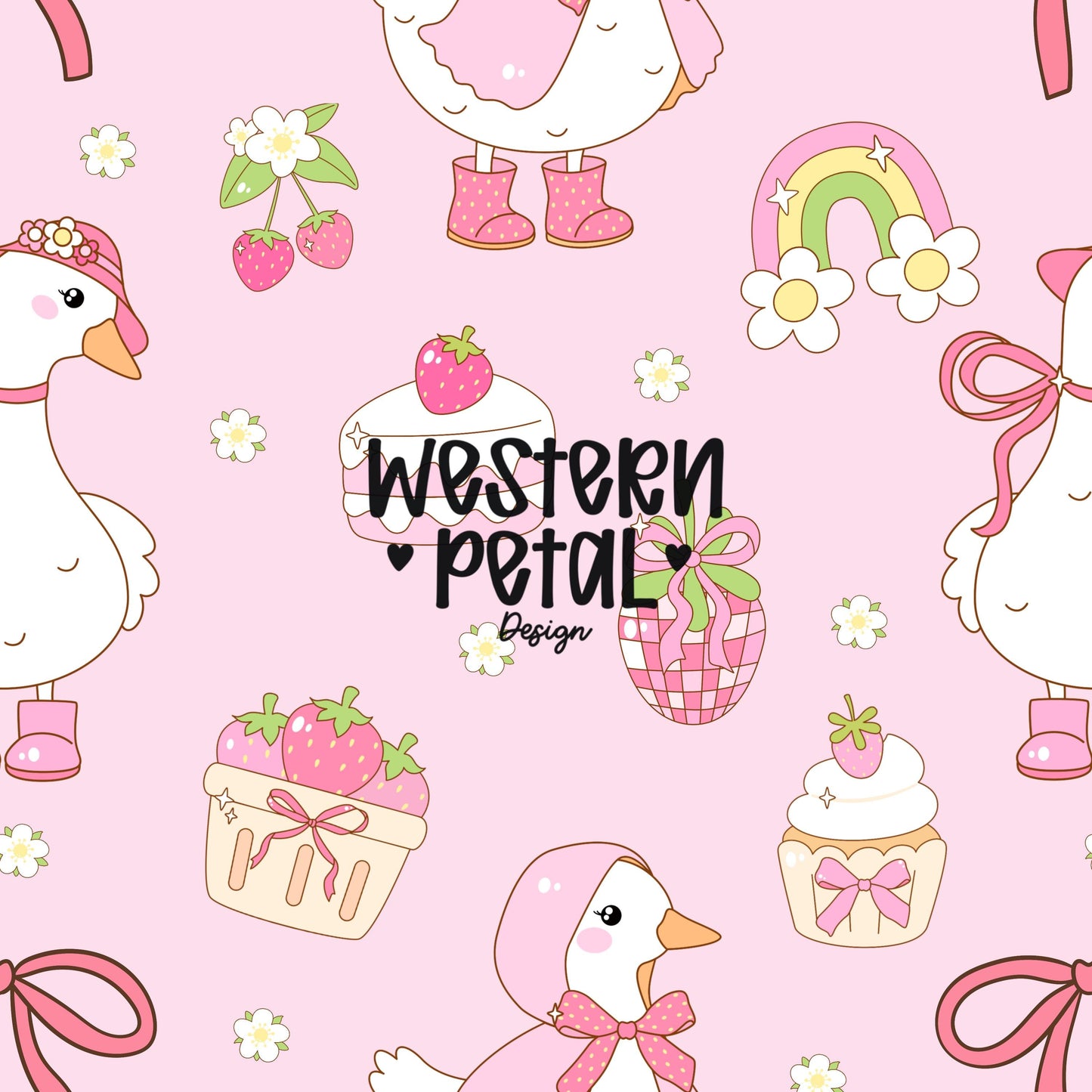 Pink Goose Seamless Pattern | Coquette Nursery Design (12x12 PNG)