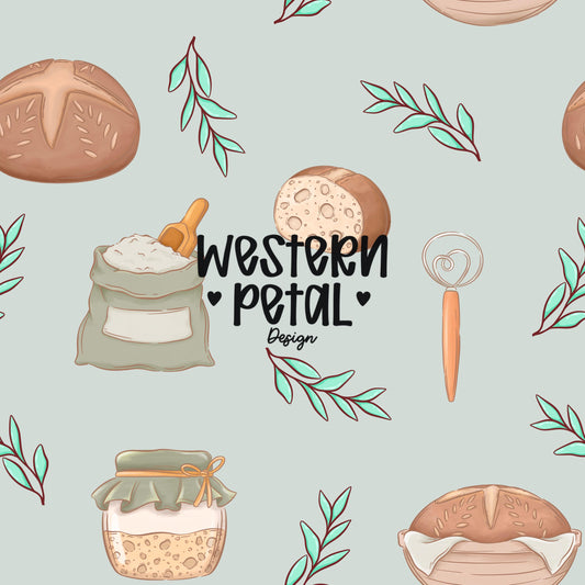 Sourdough Bread Seamless Pattern | Bakery Digital Paper (12x12 PNG)