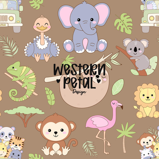 Safari Animals Seamless Pattern | Nursery Fabric Wallpaper (12x12 PNG)