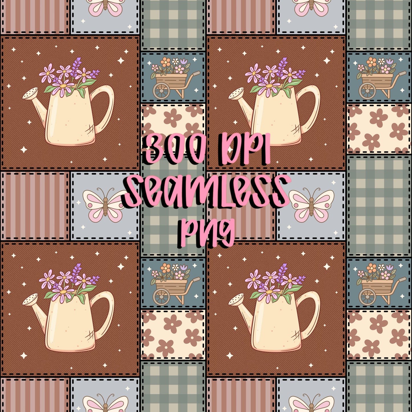 Cottage Garden Floral Quilt Seamless Pattern (Digital Download)