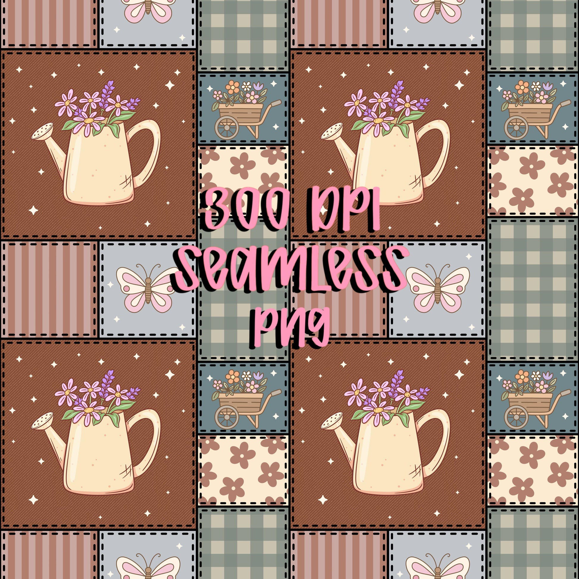 Cottage Garden Floral Quilt Seamless Pattern (Digital Download)