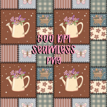 Cottage Garden Floral Quilt Seamless Pattern (Digital Download)