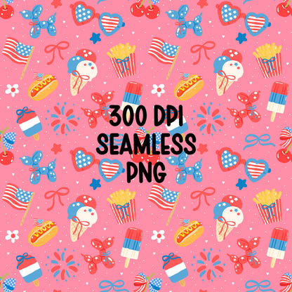 Patriotic Seamless Pattern | 4th of July Digital Paper (12x12 PNG)