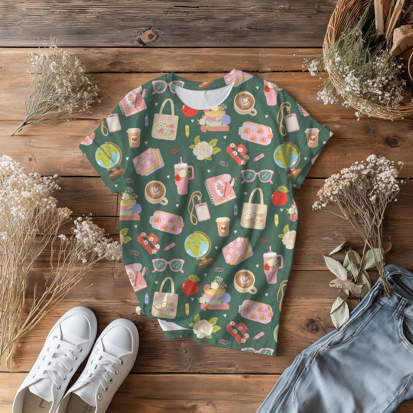 Floral Teacher Pattern | Classroom PNG (Digital Download