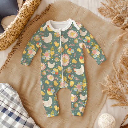 Spring Chicken Seamless Pattern, Easter Farm Floral (Digital Download)