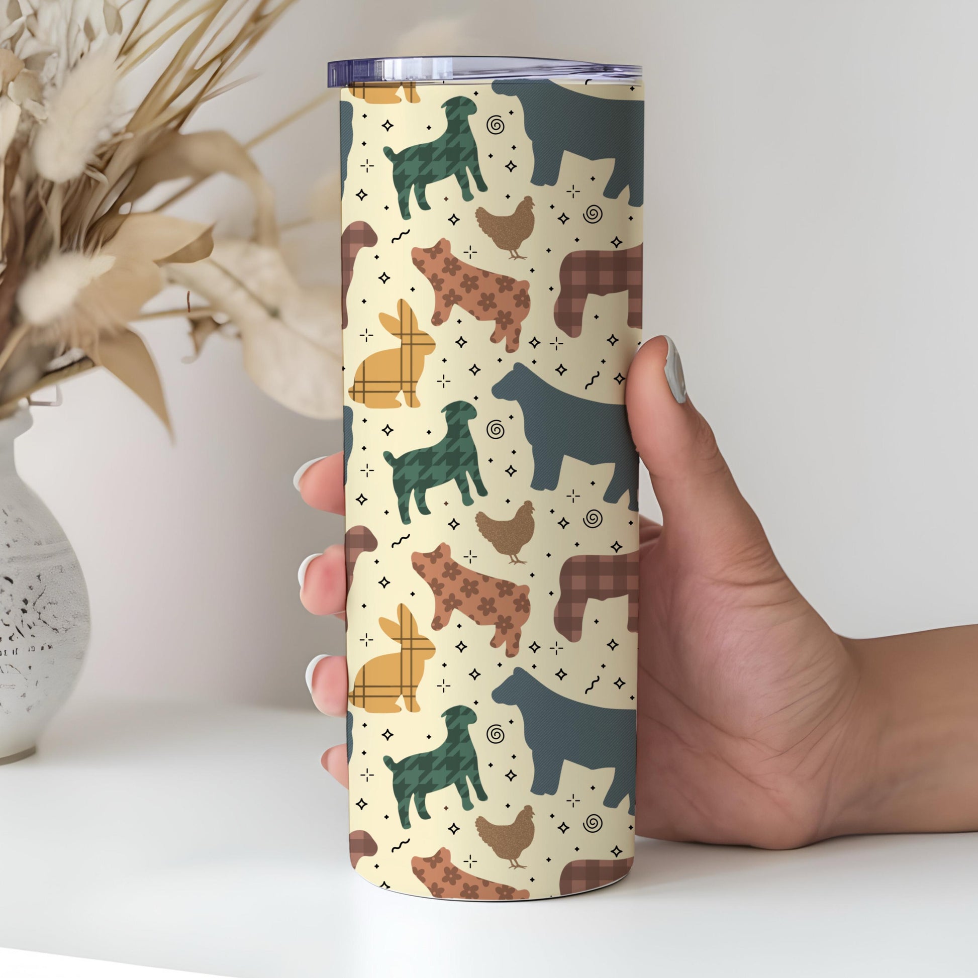4H Livestock Seamless Pattern Farm Animals Show Barn Boho Digital Download