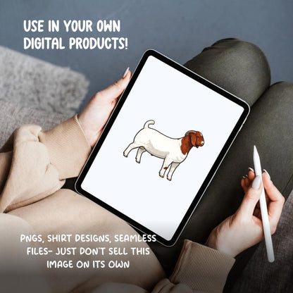 Boer Goat Clipart PNG | 4H Livestock Illustration | Show Goat Graphic | Sublimation Design | Transparent Background