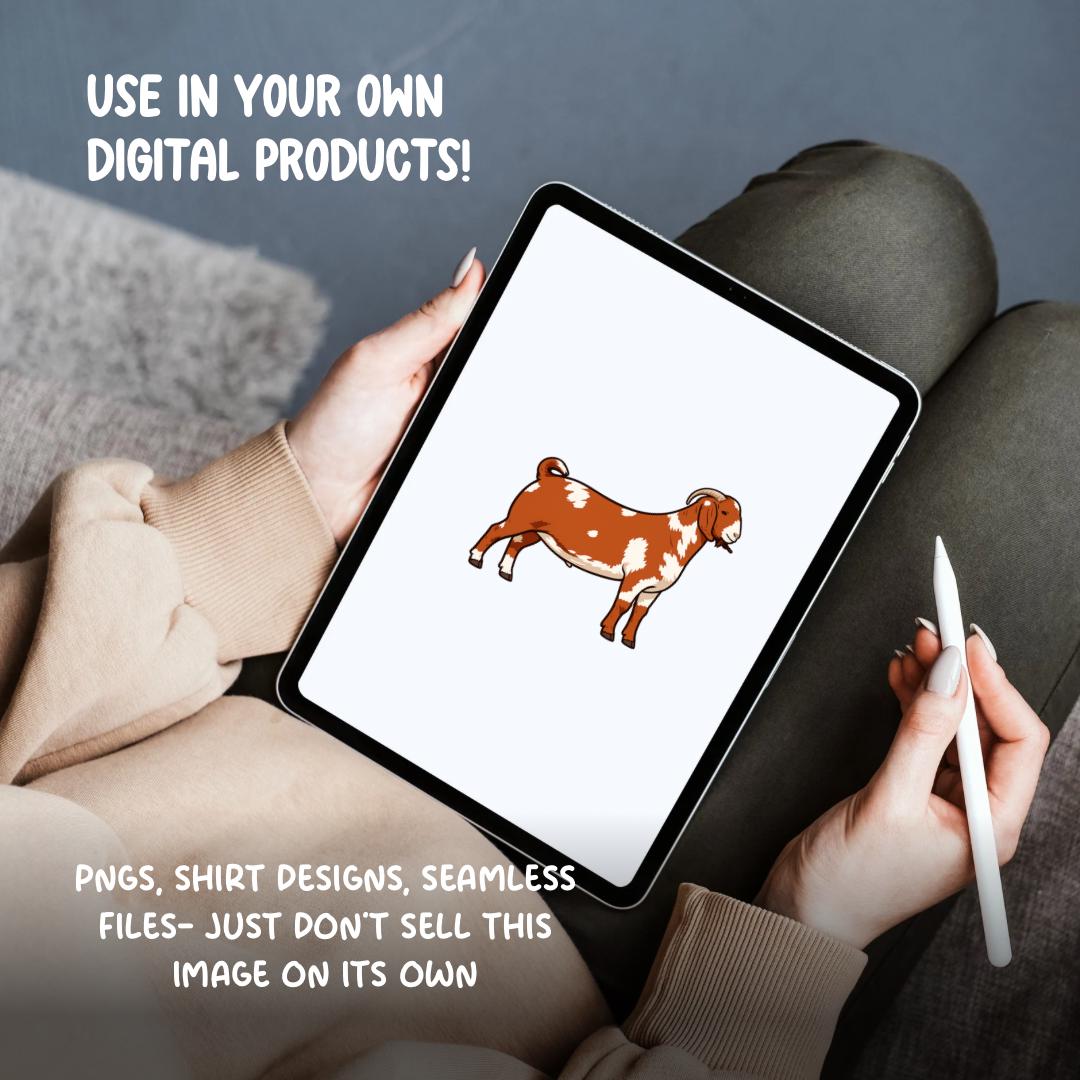 Boer Goat Clipart | Spotted Livestock PNG (Digital Download)