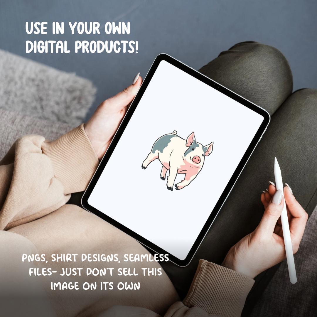 Show Pig Clipart PNG | 4H Livestock Illustration | Swine Graphic | Sublimation Design | Transparent Background