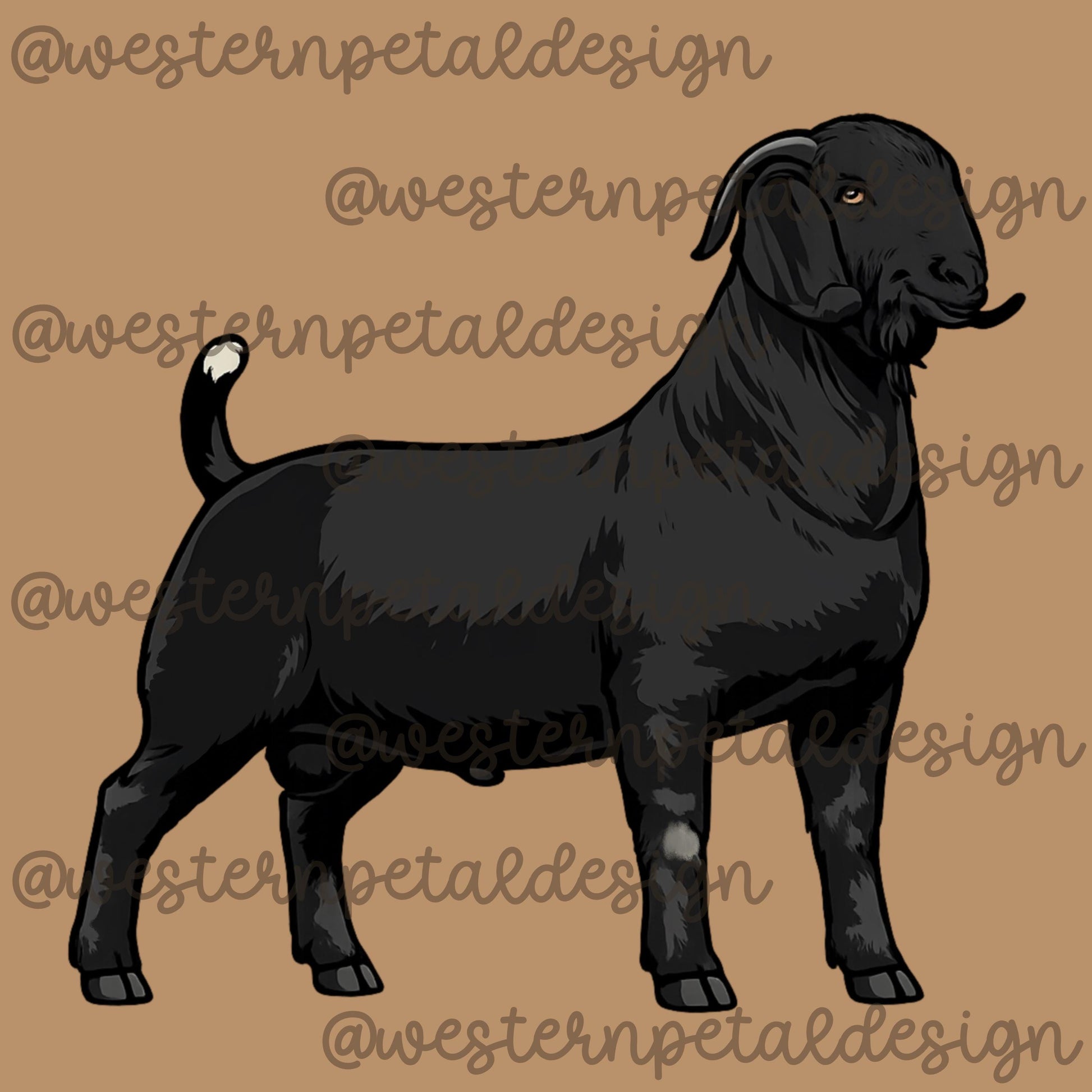 Black Goat Clipart PNG | 4H Livestock Illustration | Farm Animal Graphic | Sublimation Design | Transparent Background