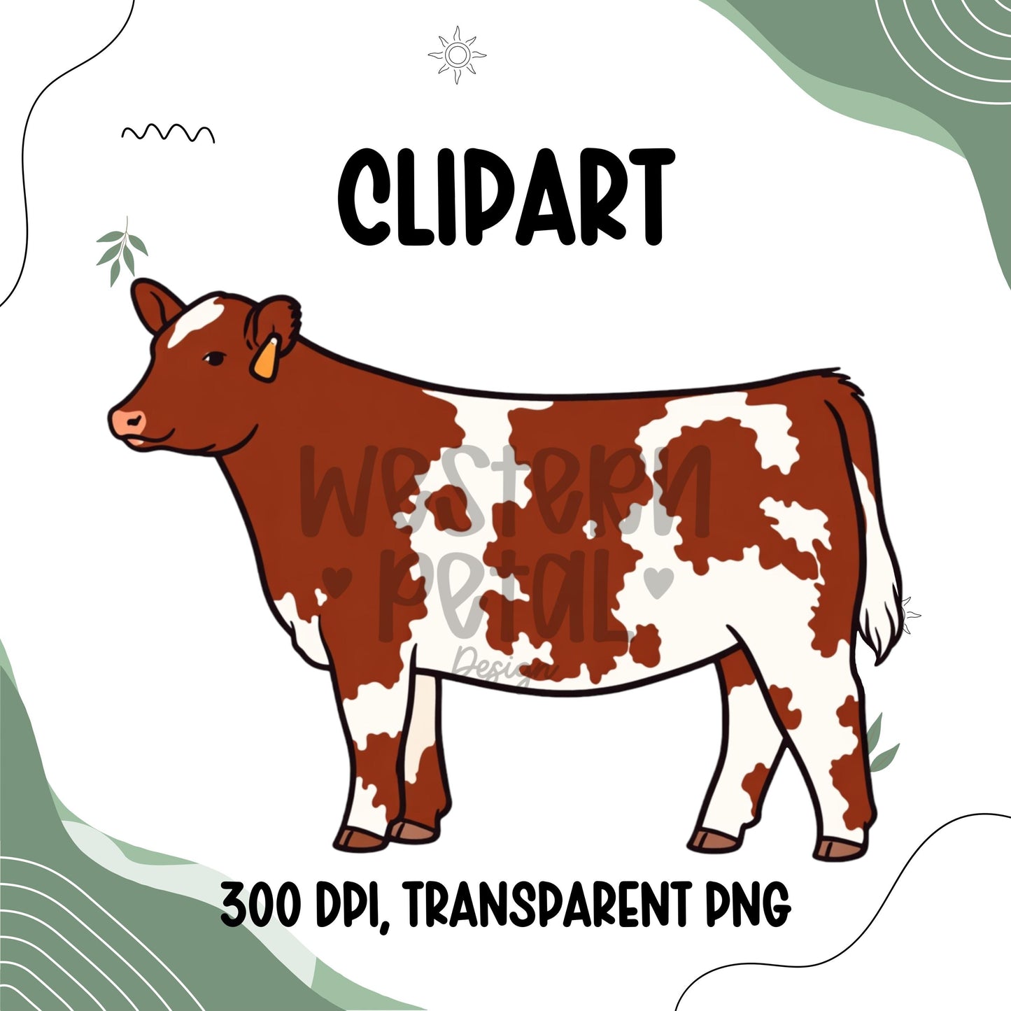 Show Heifer Clipart PNG | 4H Livestock Illustration | Cattle Graphic | Sublimation Design | Transparent Background