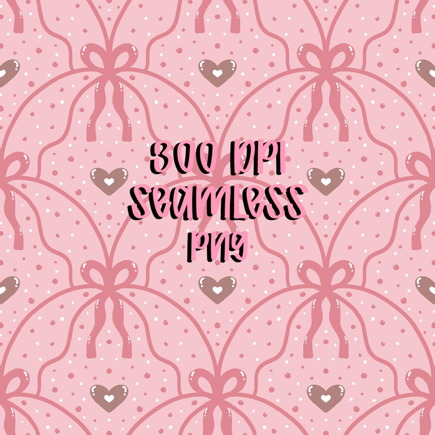 Pink Bow Heart Seamless Pattern PNG, Coquette Bow Digital Paper, Girly Valentine Pattern, Cute Lattice Ribbon Design, 12x12 Sublimation
