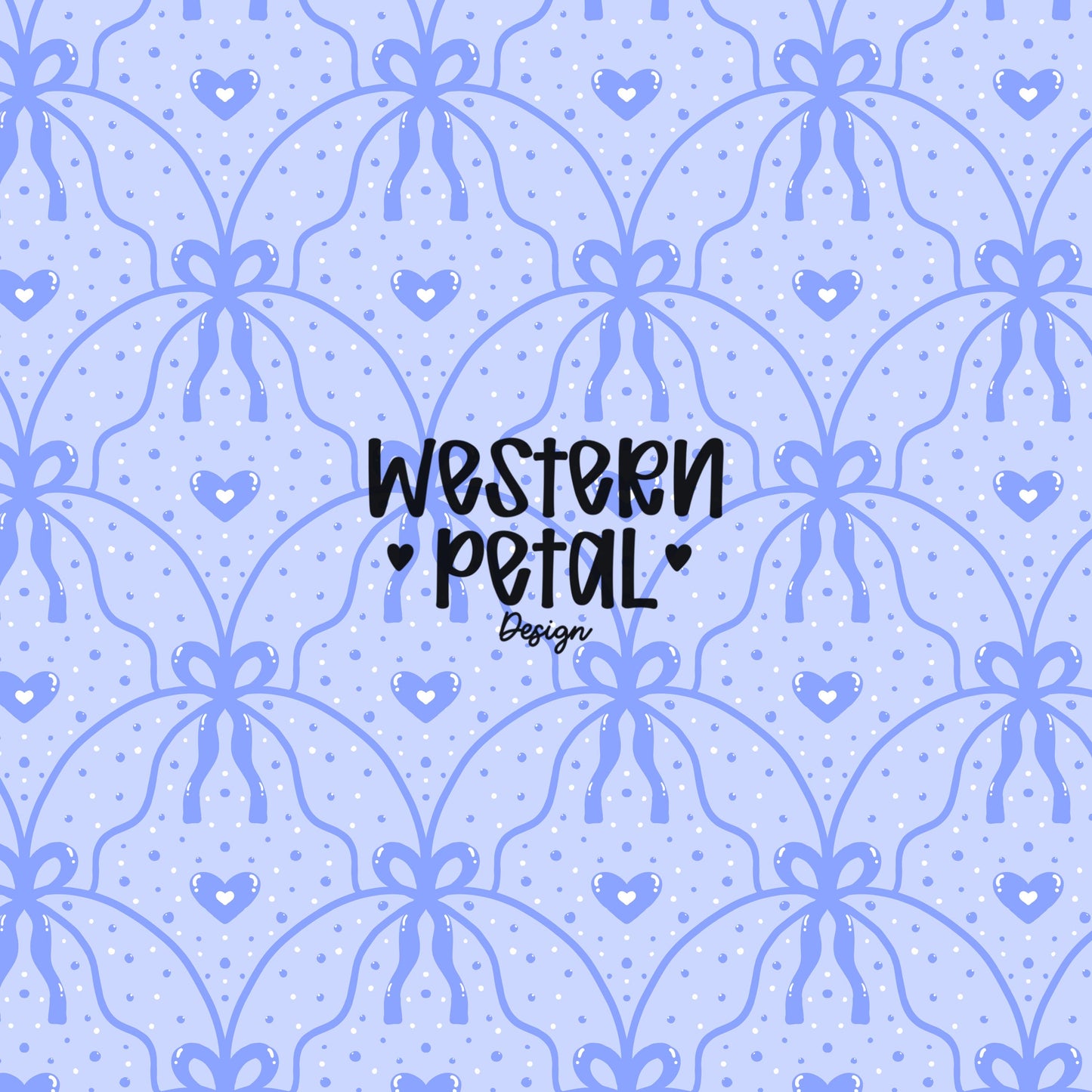 Hand drawn blue bow lattice seamless pattern with small hearts on a soft blue background, vintage style digital paper