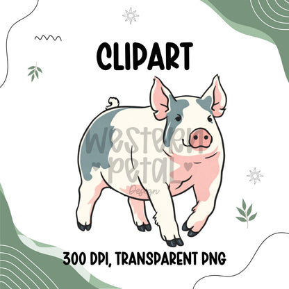 Show Pig Clipart PNG | 4H Livestock Illustration | Swine Graphic | Sublimation Design | Transparent Background