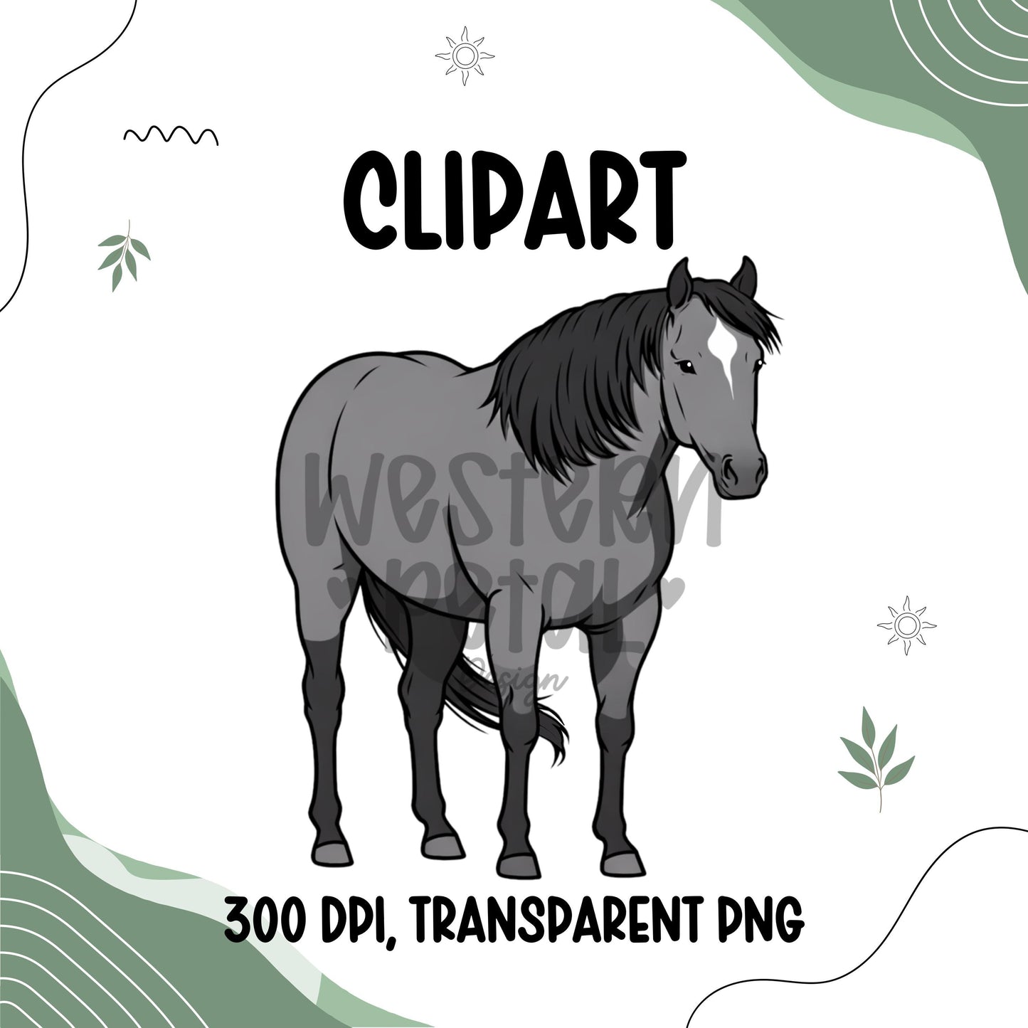Quarter Horse Clipart Bundle | Western Illustration (PNG Digital Download)