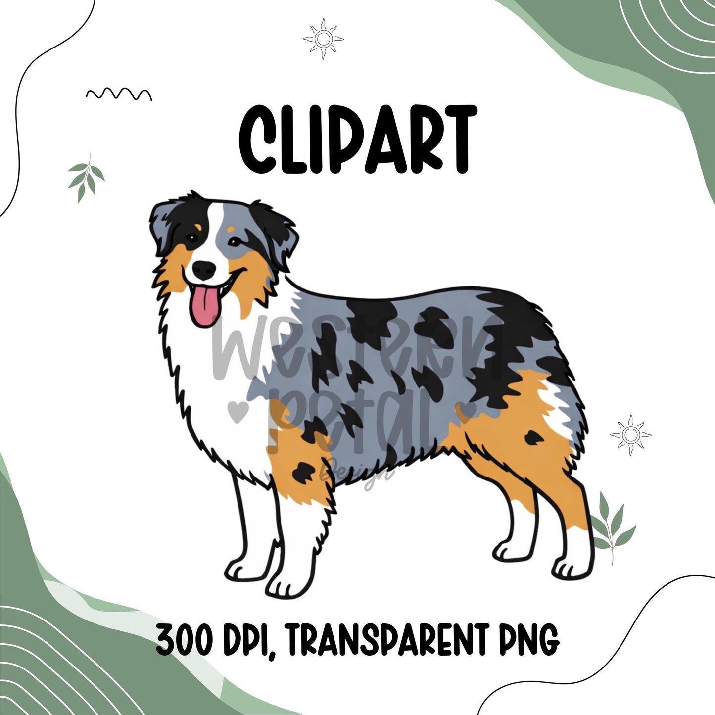Working Dog Clipart Bundle PNG, Herding Dog Clipart Set, Border Collie Australian Shepherd Great Pyrenees PNG, Farm Ranch Dog Clipart