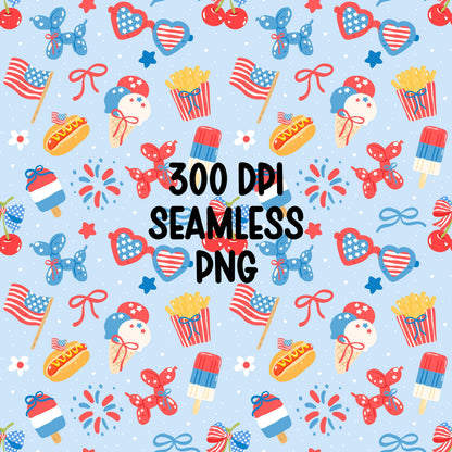 Patriotic Seamless Pattern | 4th of July Digital Paper (12x12 PNG)