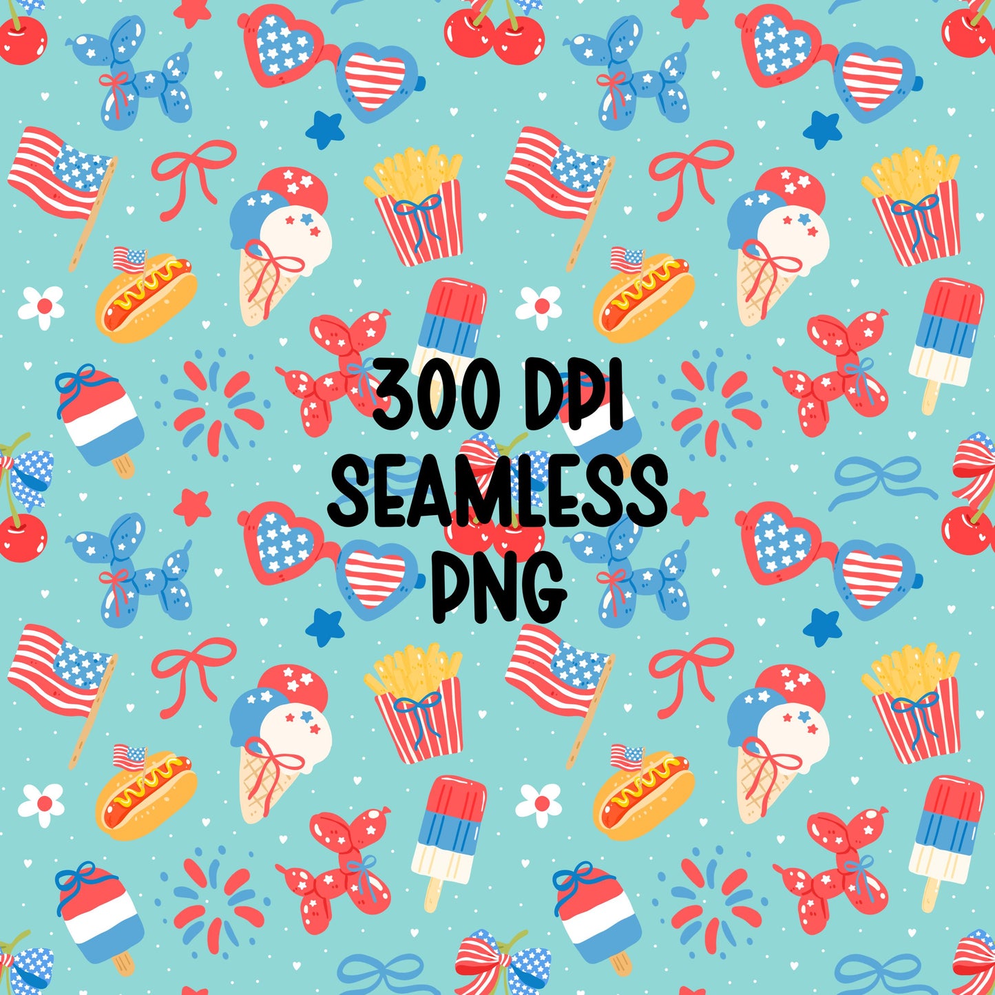 Patriotic Seamless Pattern | 4th of July Digital Paper (12x12 PNG)