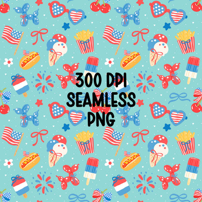 Patriotic Seamless Pattern | 4th of July Digital Paper (12x12 PNG)