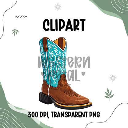 Cowgirl boots clipart PNG with western style design and transparent background for sublimation and craft projects