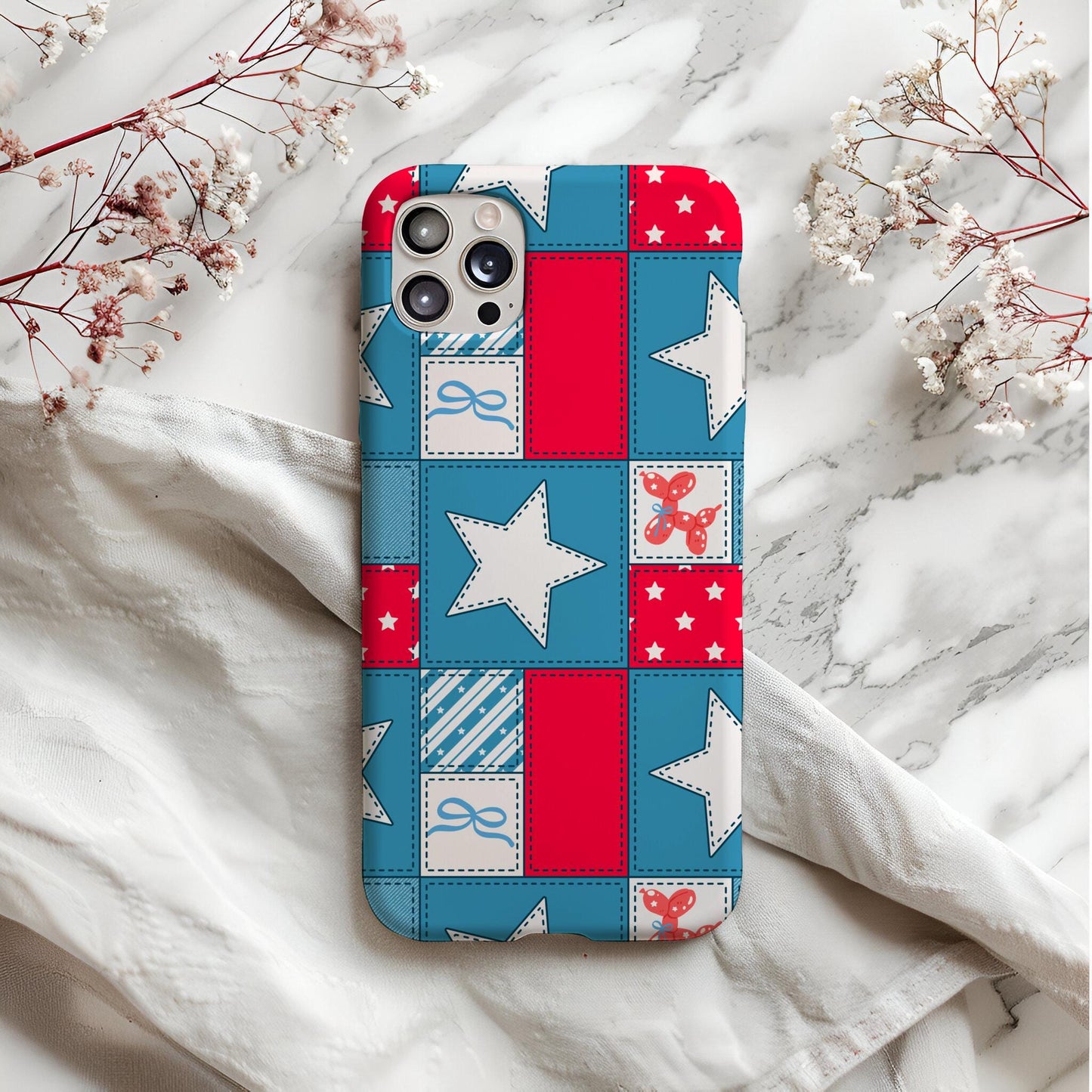 4th of July Seamless Pattern | Red White Blue Patchwork Digital Paper (12x12 PNG)