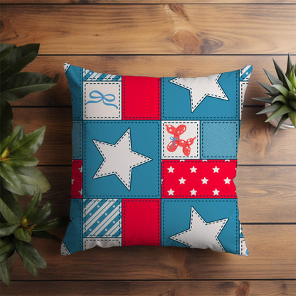 4th of July Seamless Pattern | Red White Blue Patchwork Digital Paper (12x12 PNG)