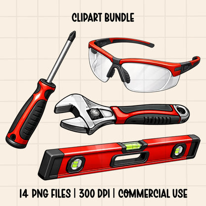 Power Tool Clipart Bundle PNG, Construction Tools Clipart Set, Drill Saw Hammer Tool Graphics, Builder Workshop Clipart, Digital Download
