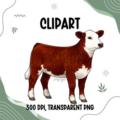 Show Heifer Clipart Bundle PNG | Cattle Color Variations | 4H Livestock Digital Download