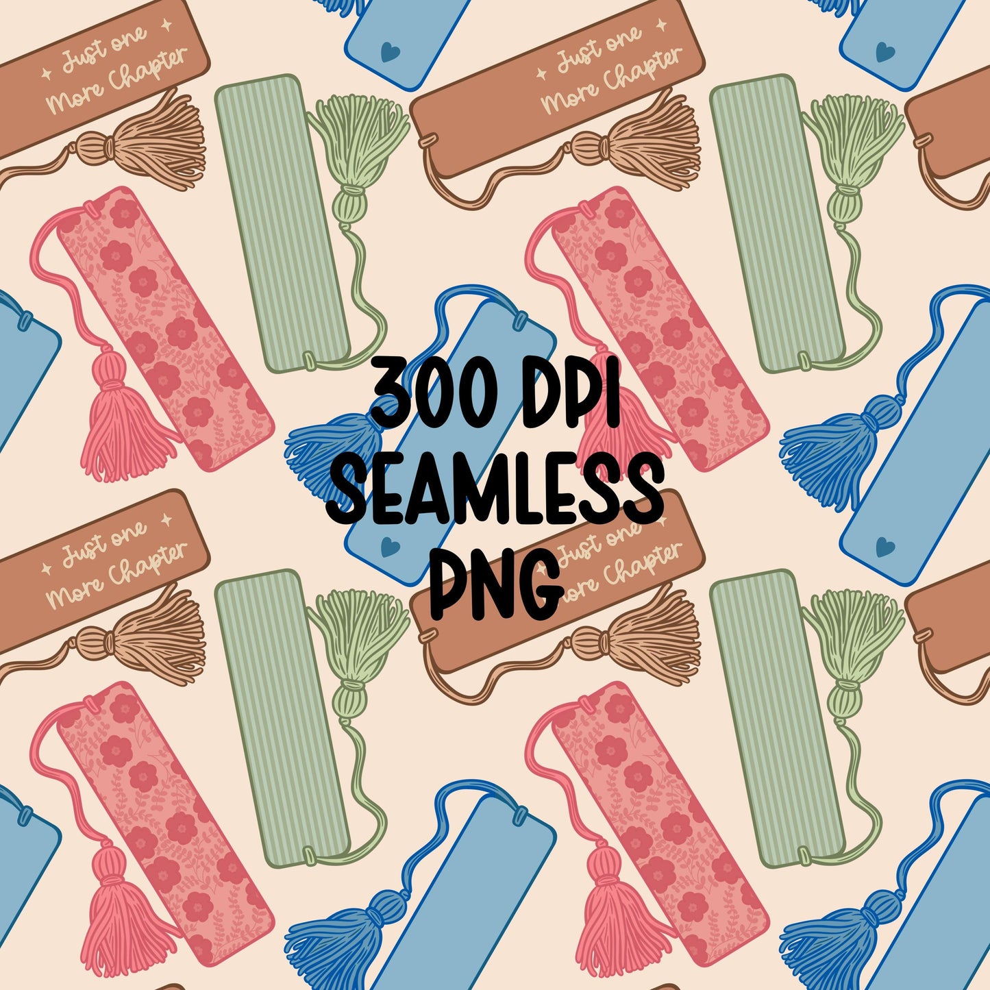 Seamless Bookmark Pattern PNG | Cottagecore Boho Floral Digital Paper (12x12 inches)