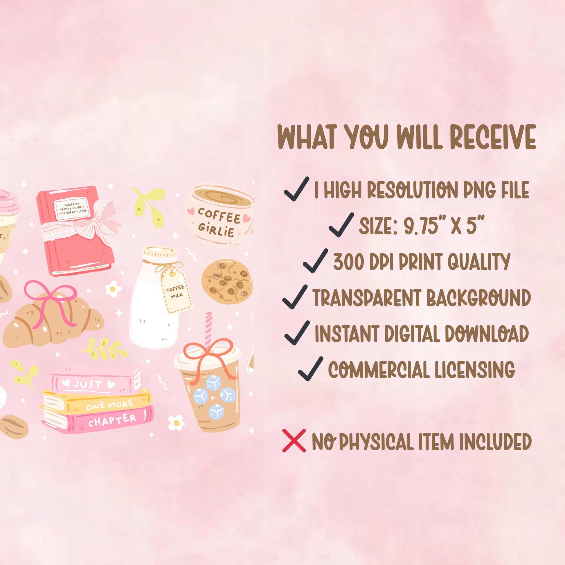 Coffee Girlie Glass Can Wrap PNG | Bookish Tumbler Design (Digital Download)