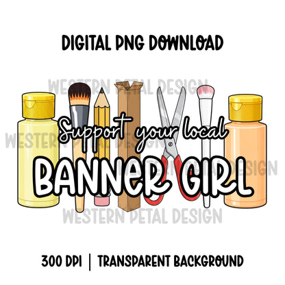 Banner Girl PNG | Hand Painted Artist Design (Commercial Use, 300 DPI Transparent File)