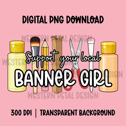 Banner Girl PNG | Hand Painted Artist Design (Commercial Use, 300 DPI Transparent File)