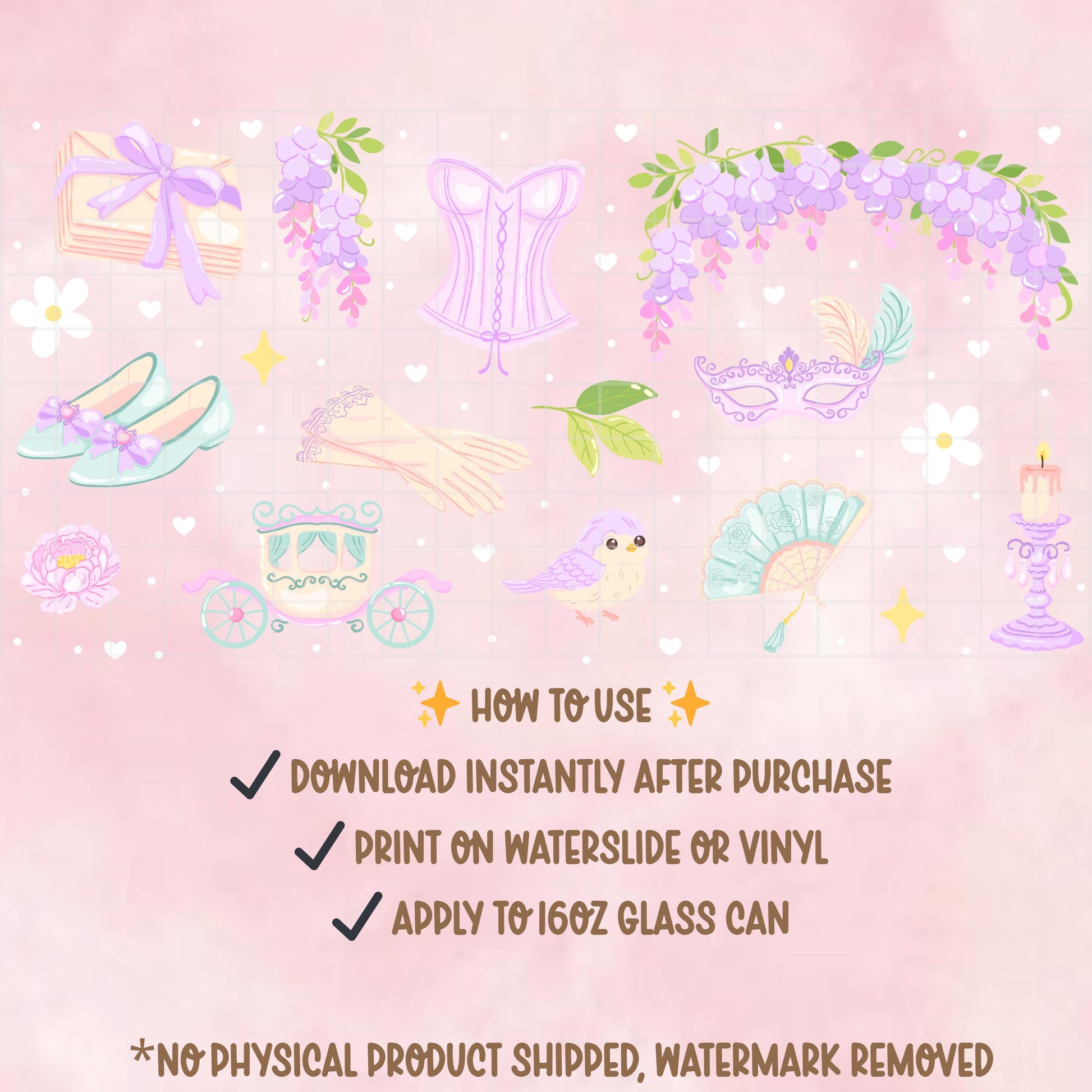 Regency Romance Glass Can Wrap PNG | Bridgerton Inspired Cottagecore Tumbler Design (Digital Download)