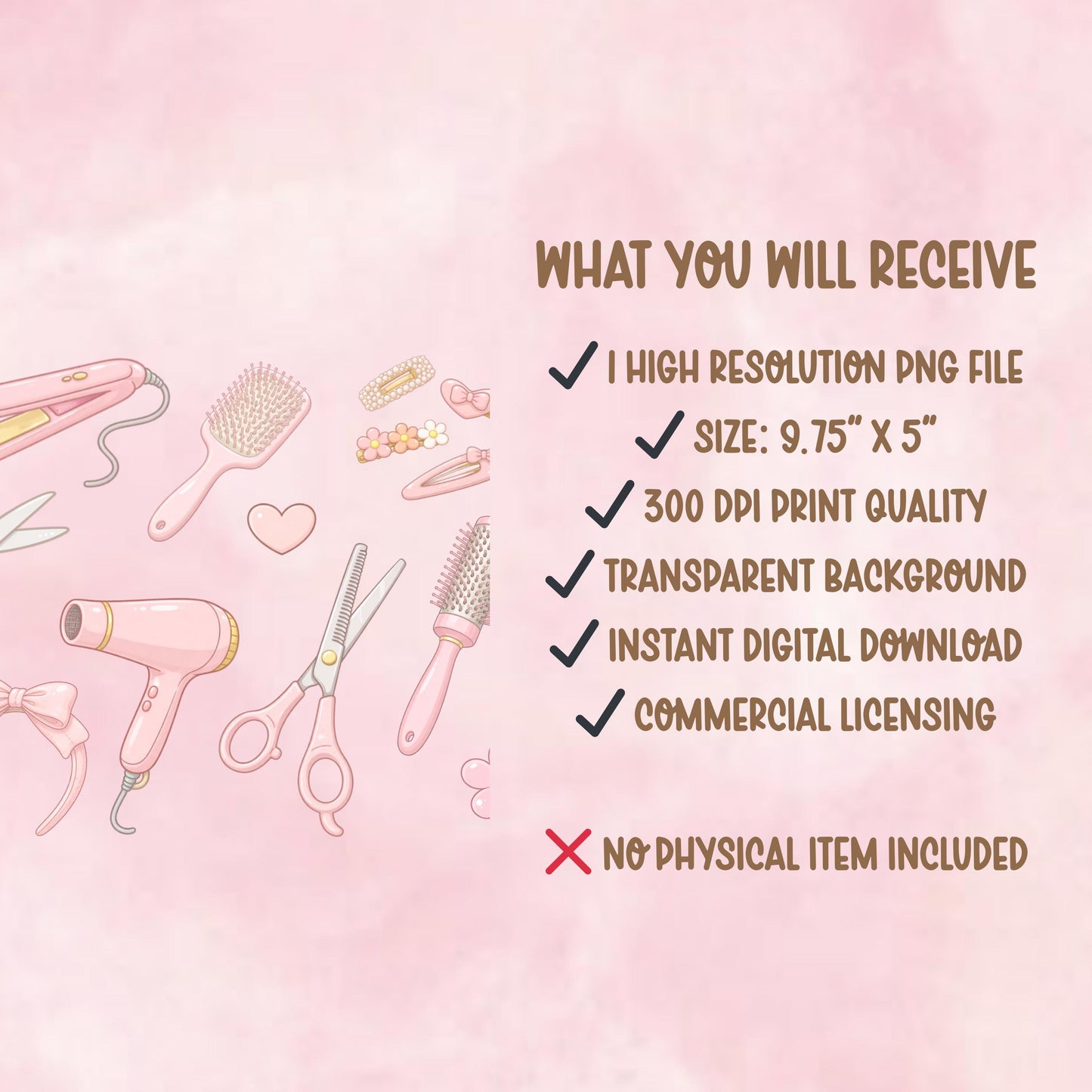 Pink Hair Stylist Glass Can Wrap PNG | Coquette Beauty Tumbler Design (Digital Download)
