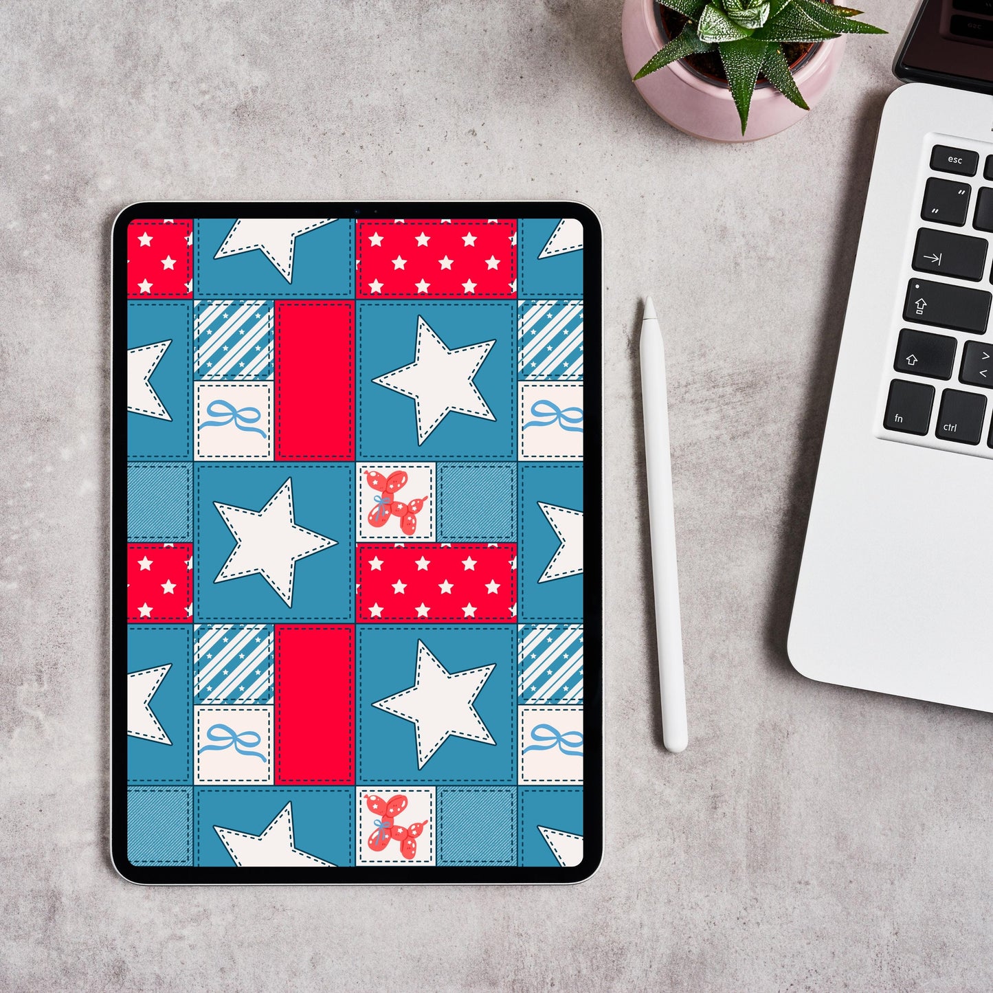 4th of July Seamless Pattern | Red White Blue Patchwork Digital Paper (12x12 PNG)