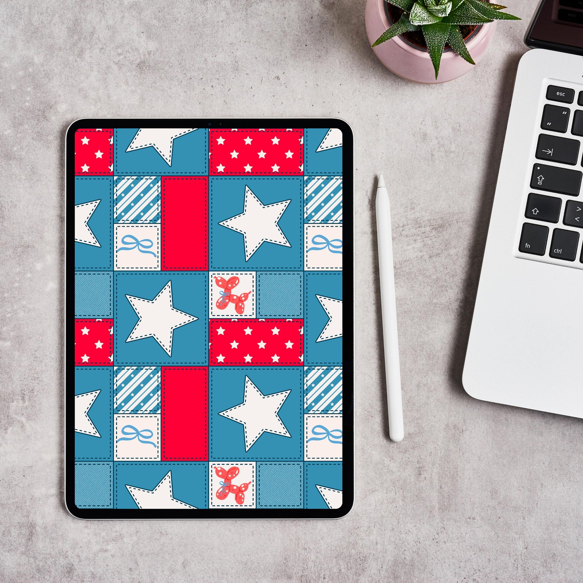4th of July Seamless Pattern | Red White Blue Patchwork Digital Paper (12x12 PNG)
