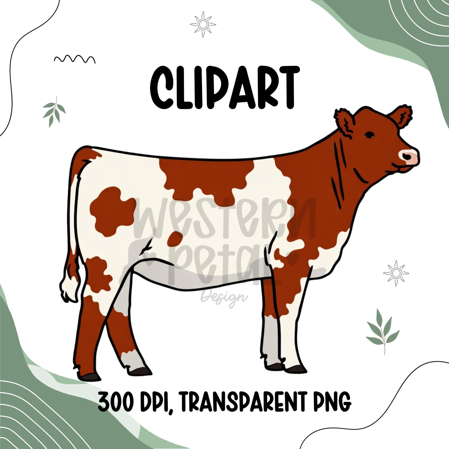 Show Heifer Clipart PNG | 4H Livestock Illustration | Cattle Graphic | Sublimation Design | Transparent Background