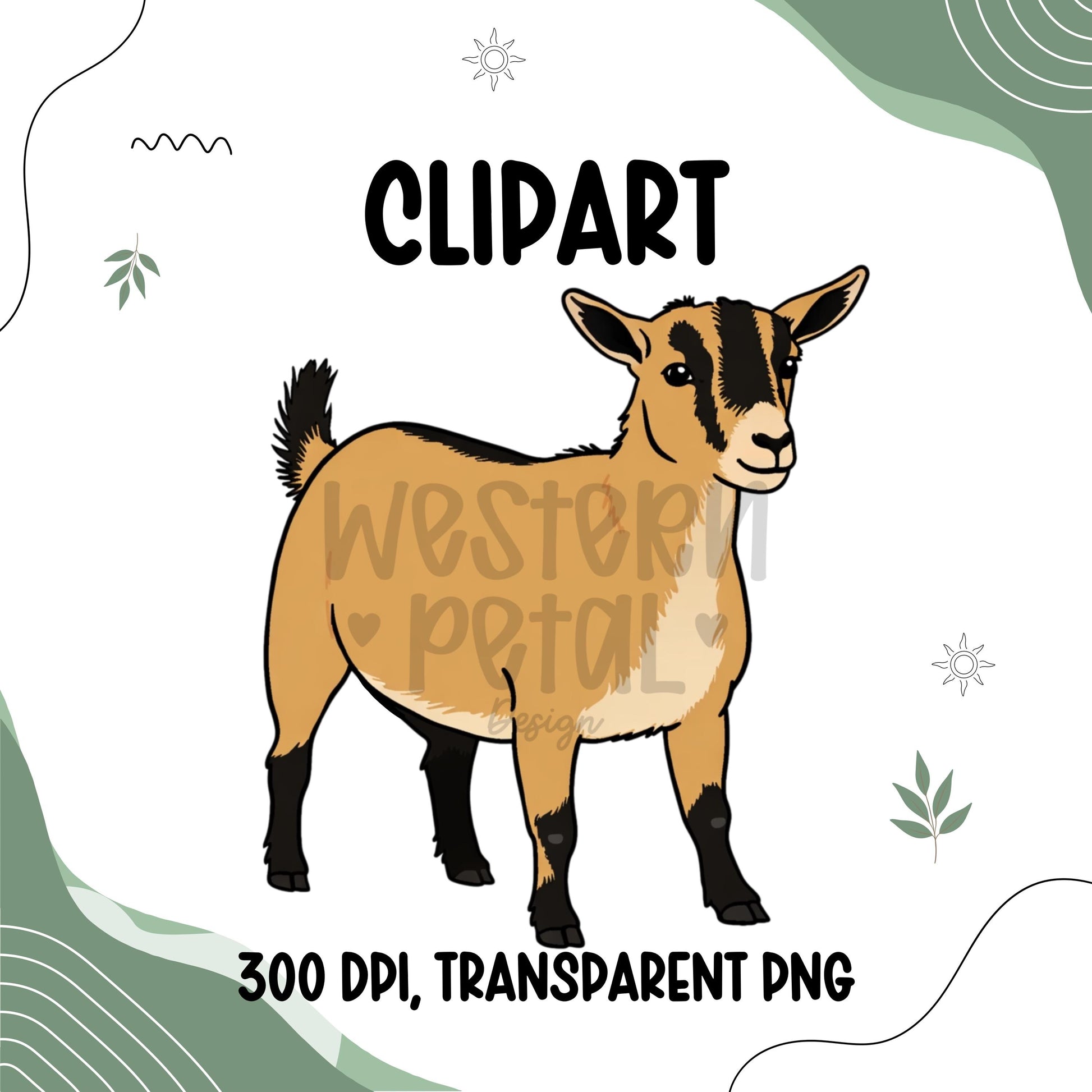 Pygmy Goat Clipart PNG, 4H Goat Clipart, Small Goat Illustration, Cute Goat PNG, Livestock Clipart, Commercial Use