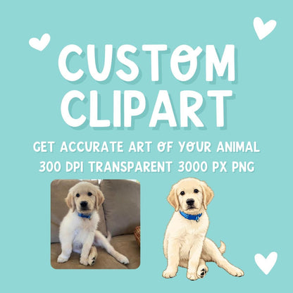 Custom Animal Clipart from Photo | Livestock Pet Drawing PNG | Personalized Cow Pig Goat Sheep Dog | 4H FFA Illustration