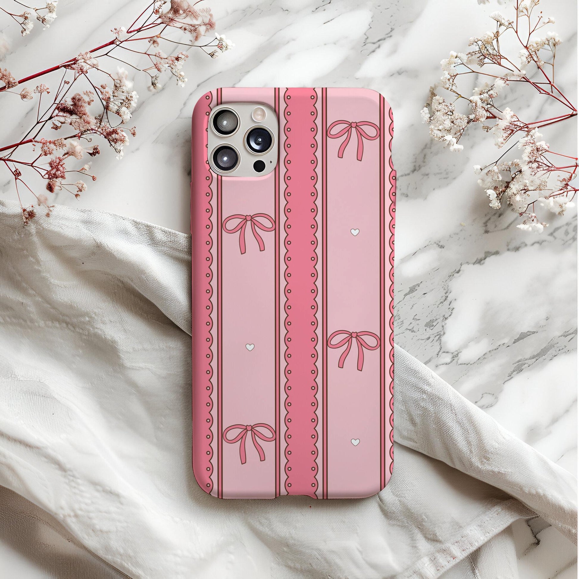 Pink Scallop Stripe Pattern, Girly Hearts Fabric, Seamless Nursery Design (Digital Download)