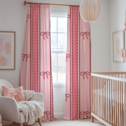 Pink Scallop Stripe Pattern, Girly Hearts Fabric, Seamless Nursery Design (Digital Download)